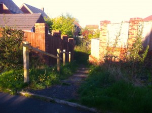 A leafy path in Greensbridge Gardens, Westhoughton