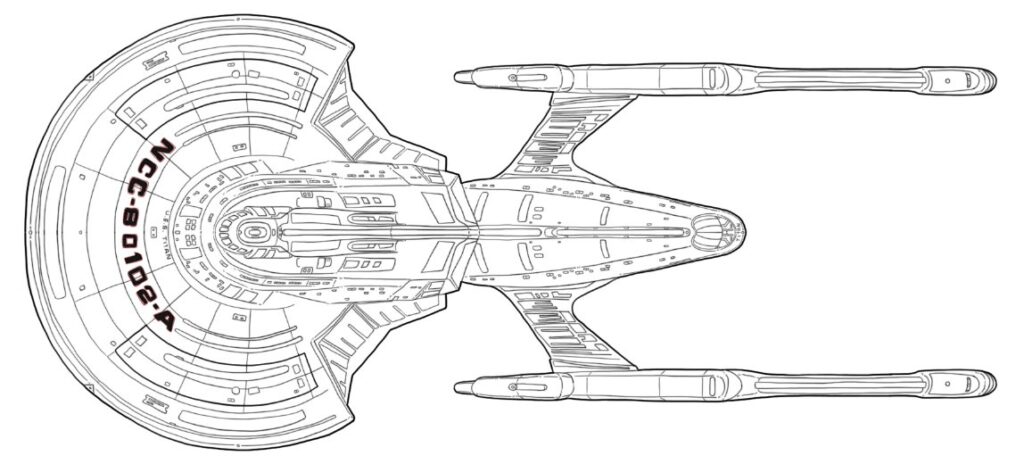 Line drawing of the USS Titan-A, from Star Trek Picard.